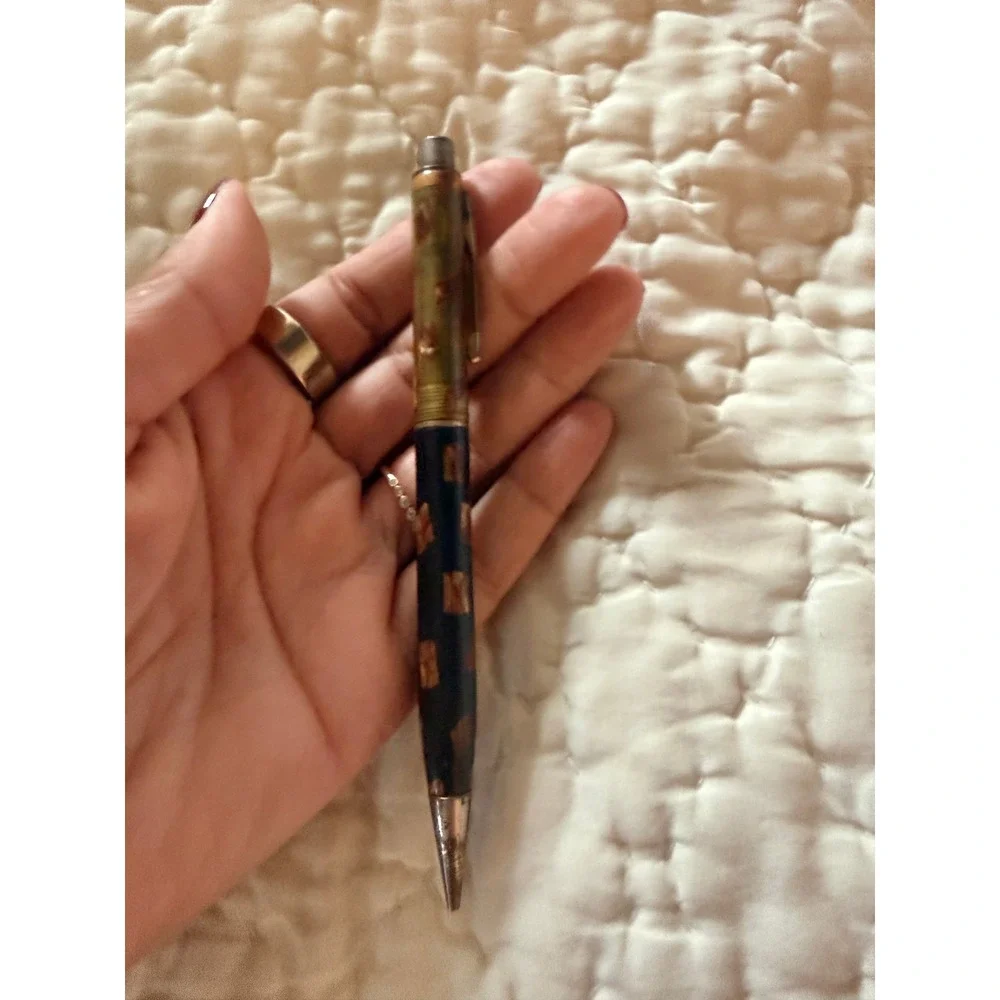 Vintage Wearever Mechanical Pencil Two Tone Celluloid Amber Marbled Pattern